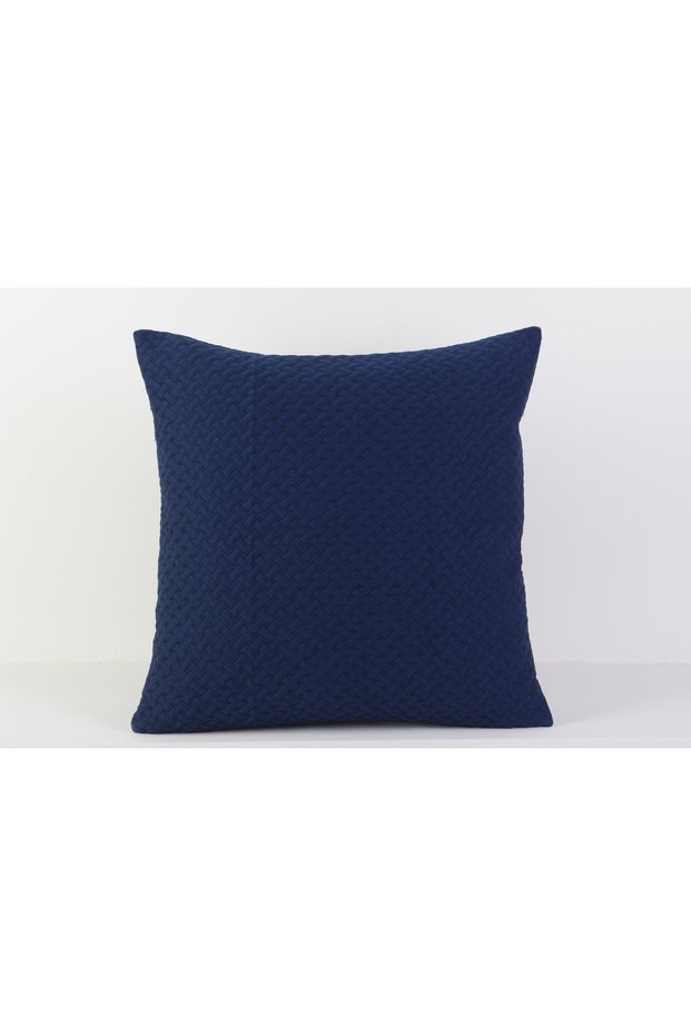 Navy Blue Textured Decorative Throw Pillow Cover with Hidden Zipper Modern 45X45 cm