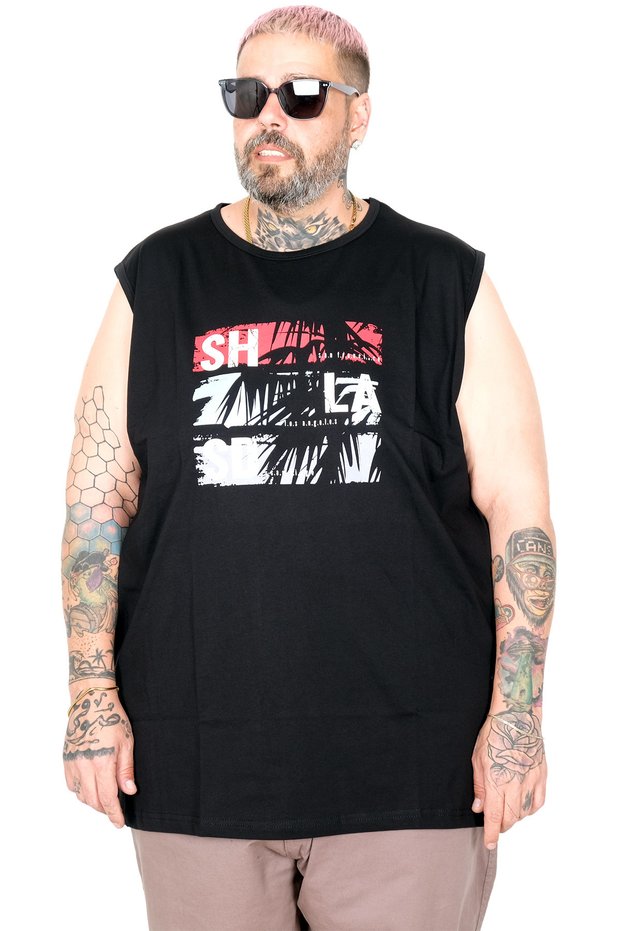Mode XL Large Size Athlete Printed Sandıego U26013 Black