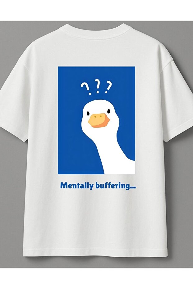 Mentally Buffering Women's and Men's Back Printed Cotton Oversize T-Shirt