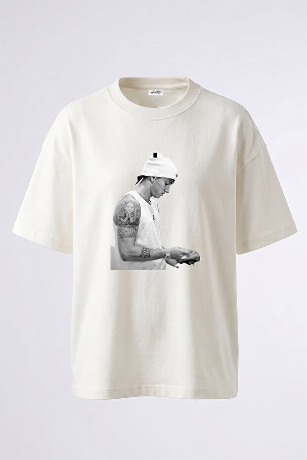 Eminem_52 Design Printed Unisex Oversize White Tshirt