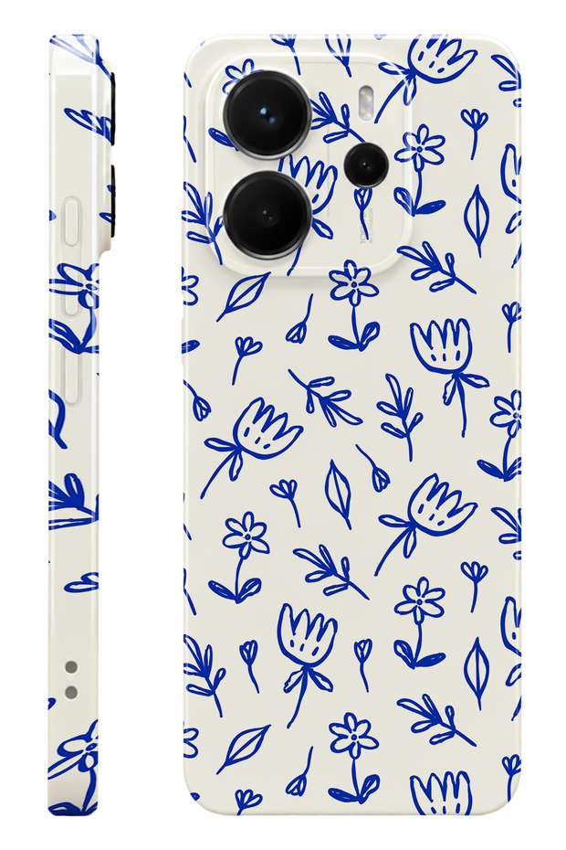 Xiaomi Redmi Note 14 Blue Doodle Protect Slim Glossy Full Print Camera Protected Phone Case