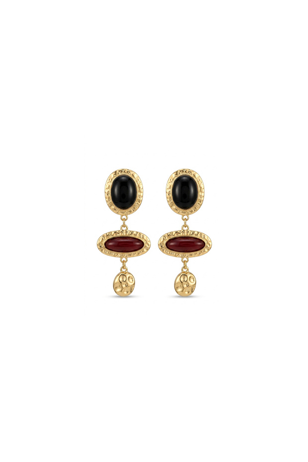 Steel Anthea Earrings Burgundy Black