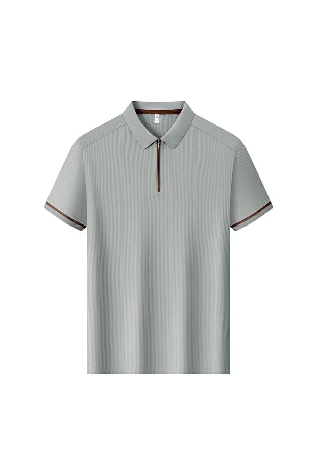 Arw86205 Seri̇ntutan--High Quality Zippered Polyamide Polo Collar Tshirt