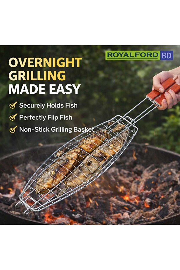 BBQ Grill Fish Basket Stainless Steel Barbecue Grill Rack