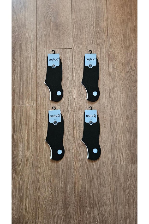 Summer Season 4 Pairs of Modal Men's Black Sneaker Socks - 13350-4