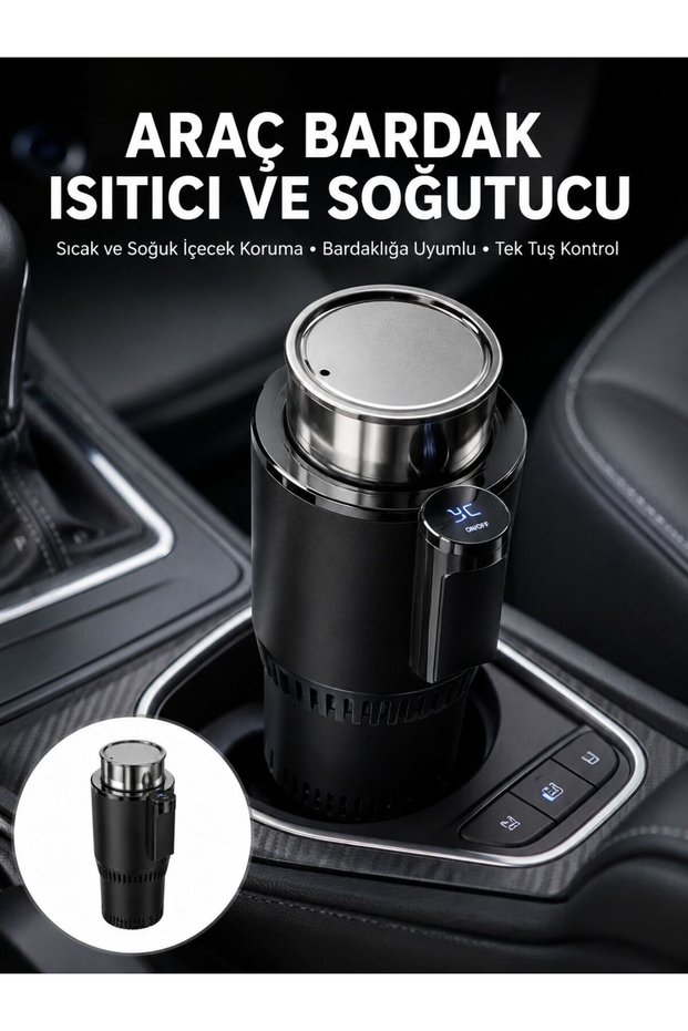 Car Cup Holder with Heating and Cooling Features, Smart New Generation with Cigarette Lighter Port -