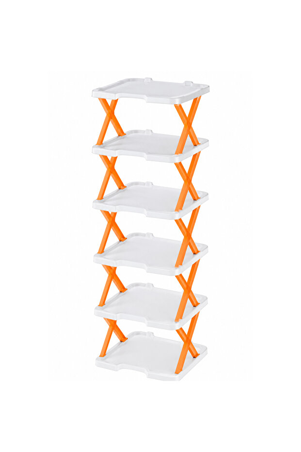 6-Tier Shoe Rack Storage Organizer with Sturdy X-Frame Support Premium PP Shelves, Space-Saving Multi-Layer Shoe Stand for Entryway, Bedroom, Closet & Living Room