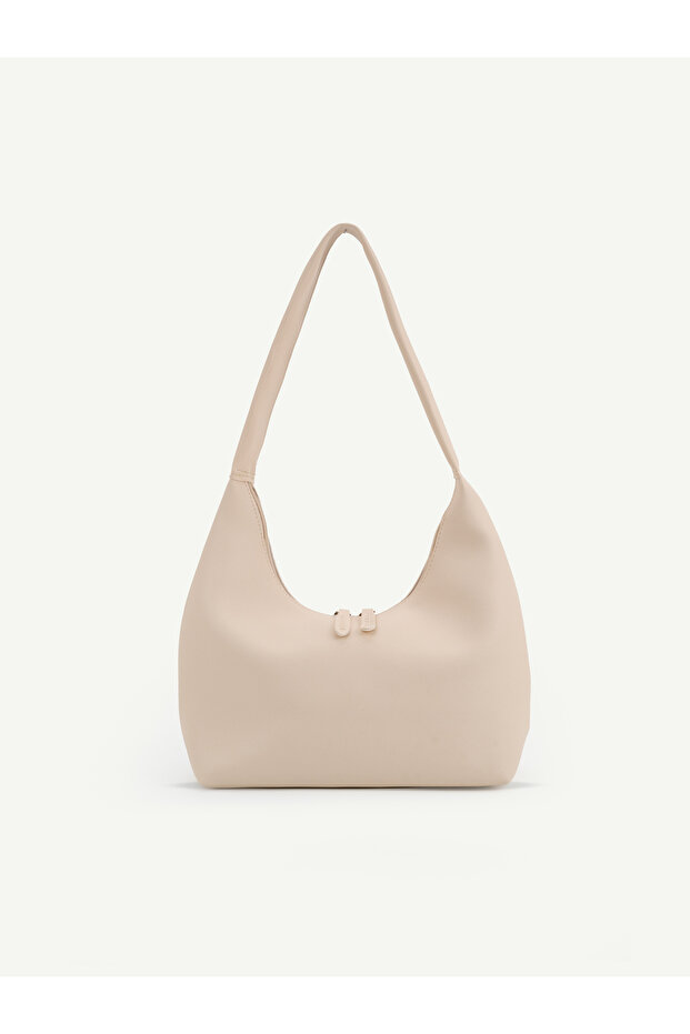 Cream Shk331 Soft Textured, Zippered, Women's Hand, Arm and Shoulder Bag