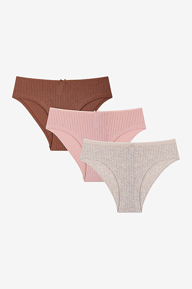 Women Angel Wing Pointel Hipster Multicolour 3-Pack Briefs