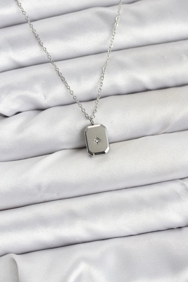 316L Steel Chain Silver Color Minimal North Star Model Women's Necklace