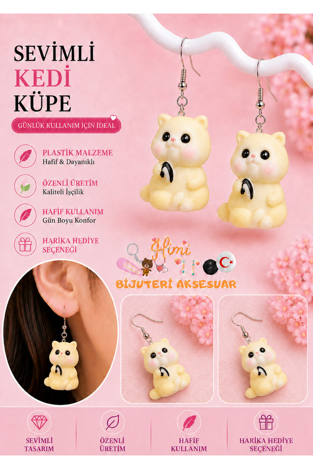 Cheerful Cute Cat Animal Figured Dangle Earrings Lightweight Design Daily Use Bijouterie Children's Earring