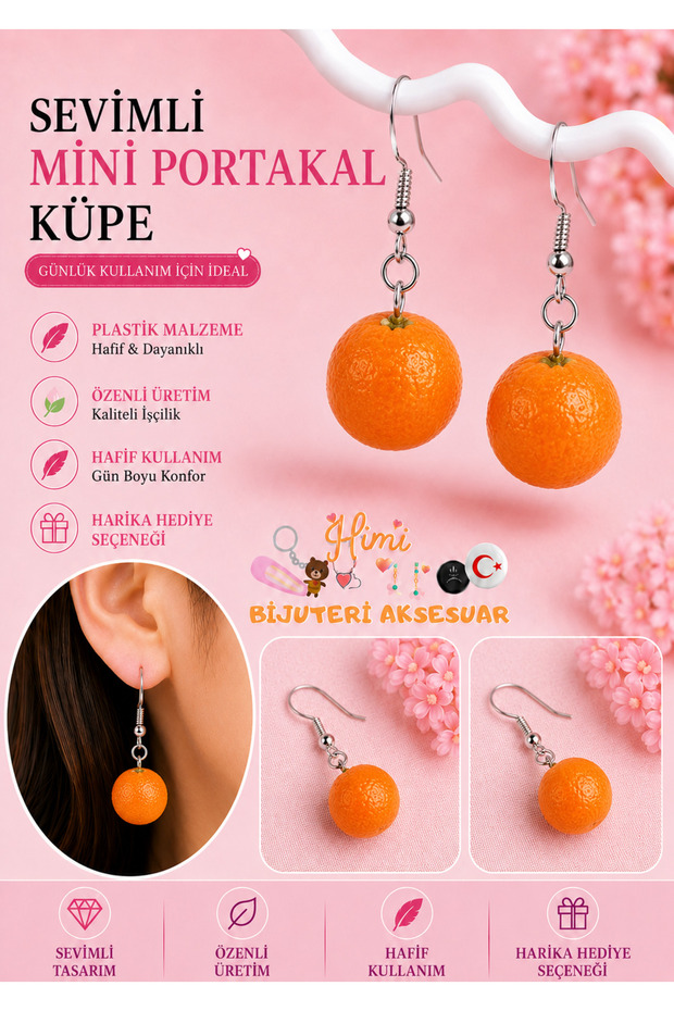 Cheerful Cute Orange Figured Fruit Themed Dangle Earrings Lightweight Design Daily Use Bijouterie Children's Earring