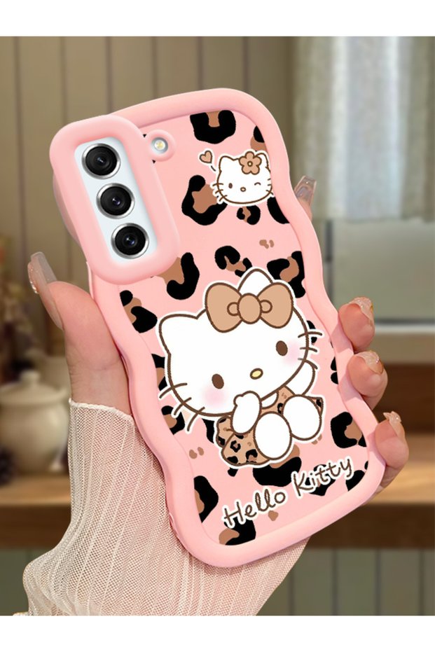 Samsung Galaxy S21 Fe Compatible Case Camera Protector Pink Silicone Couple Phone Case Kitty Pattern