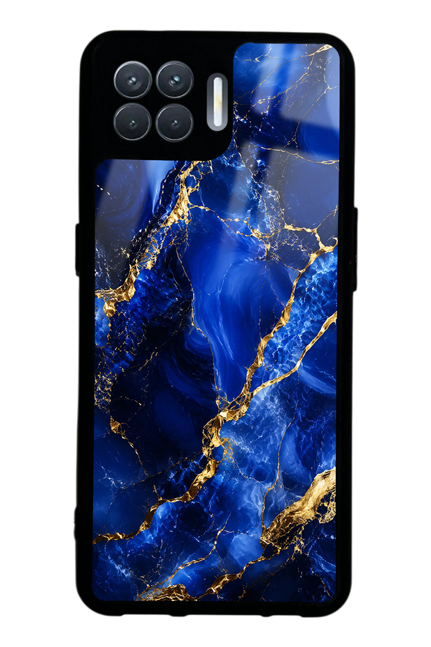 Oppo Reno 4 Lite Sapphire Gold Marble Design Glossy Phone Case