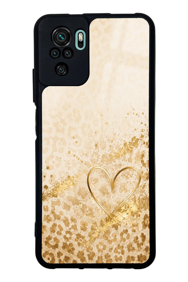 Xiaomi Redmi Note 10 Glossy Phone Case with Golden Heart Glow Design