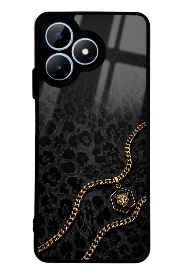 Realme Note 50 Black Panther Gold Design Glossy Phone Case