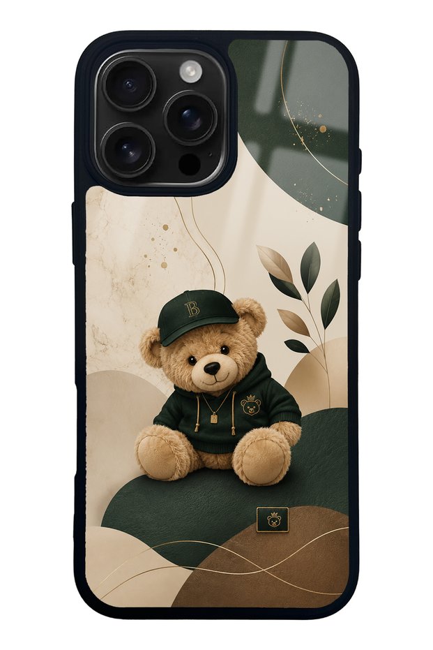 iPhone 16 Pro Max Forest Teddy Design Glossy Phone Case