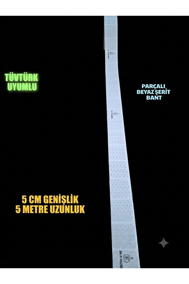 Tüvtürk Inspection Compatible 5 Meters X 5 cm Self-Adhesive Segmented Cut White Color Reflective Strip Tape
