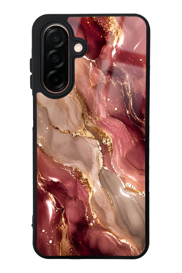 Samsung A26 Burgundy Gold Marble Design Glossy Phone Case