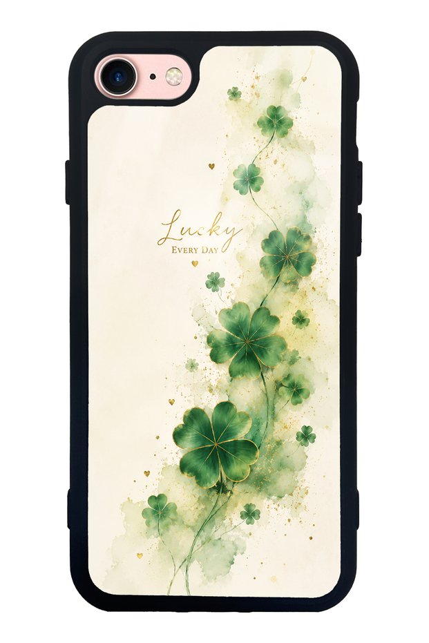 iPhone 7 Glossy Phone Case with Lucky Clover Whisper Design