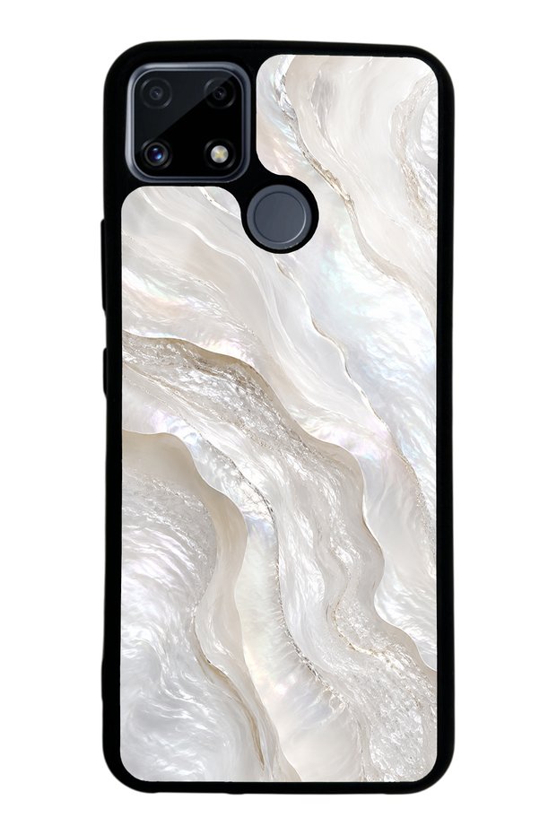 Realme C25 Glossy Phone Case with Ivory Pearl Flow Design