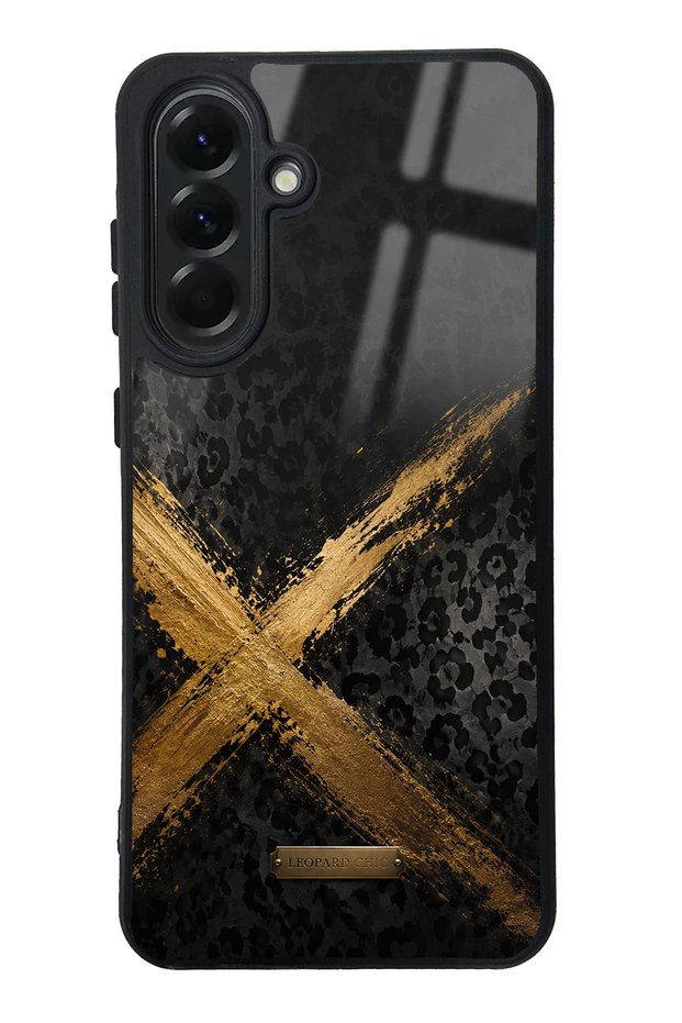 Samsung A56 Golden Leopard X Design Glossy Phone Case