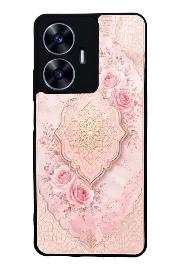 Realme C55 Glossy Phone Case with Blush Ottoman Rose Design