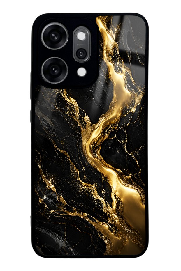 Oppo Reno 14 Pro Obsidian Gold Flow Design Glossy Phone Case