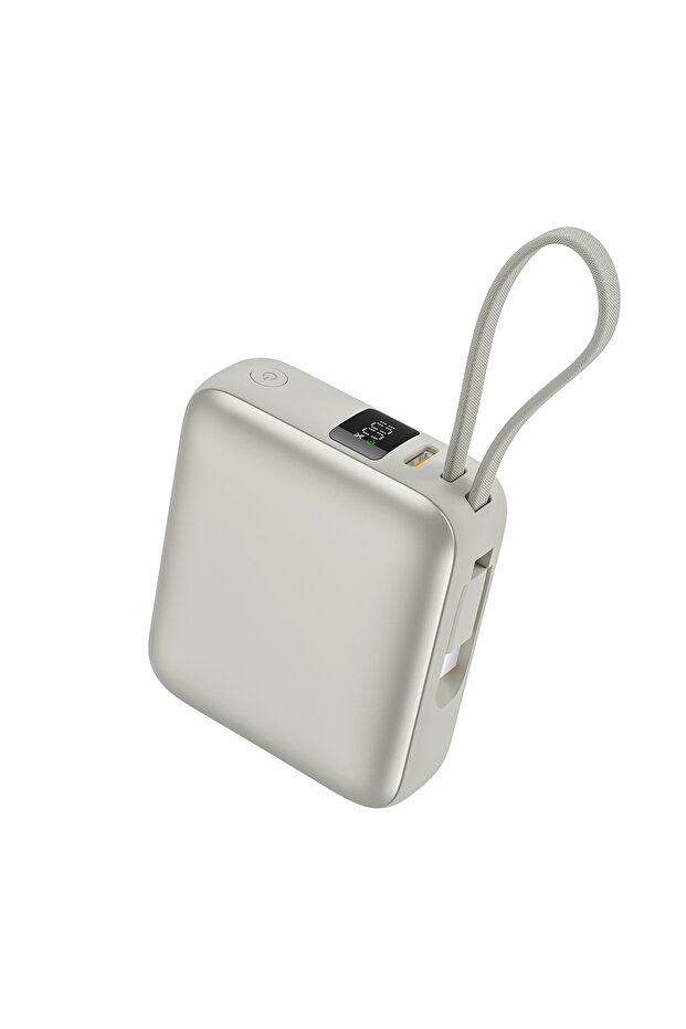 Power Bank 10000mAh 35W Fast Charging PB10C-S – Portable Charger with Built-in USB-C Cable, PD & QC Fast Charge Support, Compact Travel Power Bank Silver