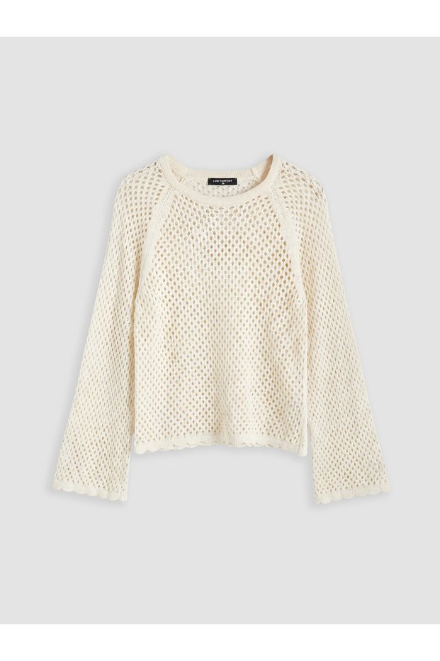 Vizyon New Season Crew Neck Openwork Women's Knitwear Sweater