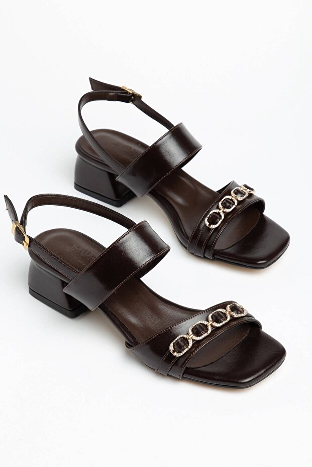  Women's Everyday Wear Sandals with Thick Heels, Elegant Gold Detailed Accessories