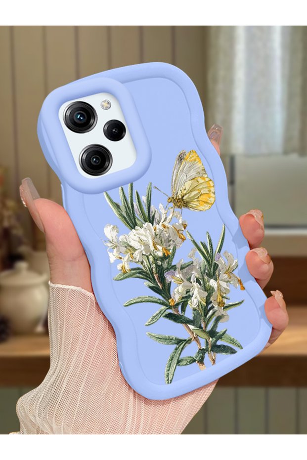 Poco X5 Pro 5g Compatible Case Camera Protector Blue Silicone Couple Phone Case Butterfly Pattern