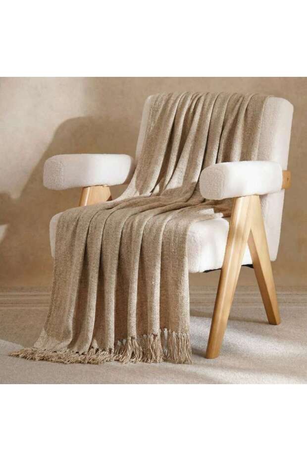Horizon Herringbone Throw With Fringes 125x150cm - Natural