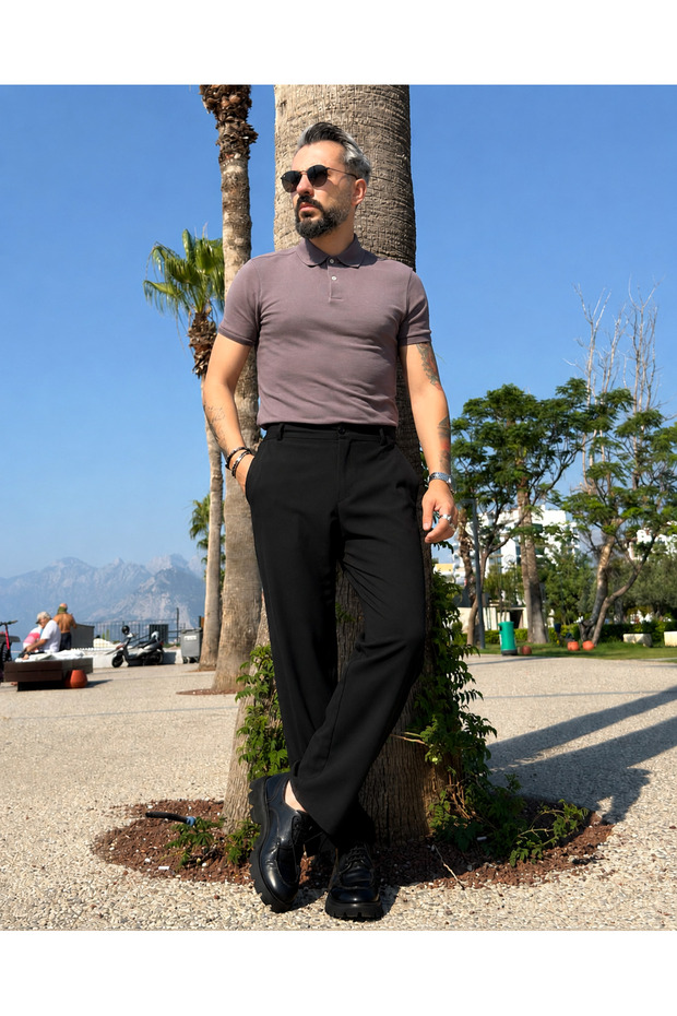 Men's Premium Cotton Baggy Fit Elastic Waist Fabric Trousers