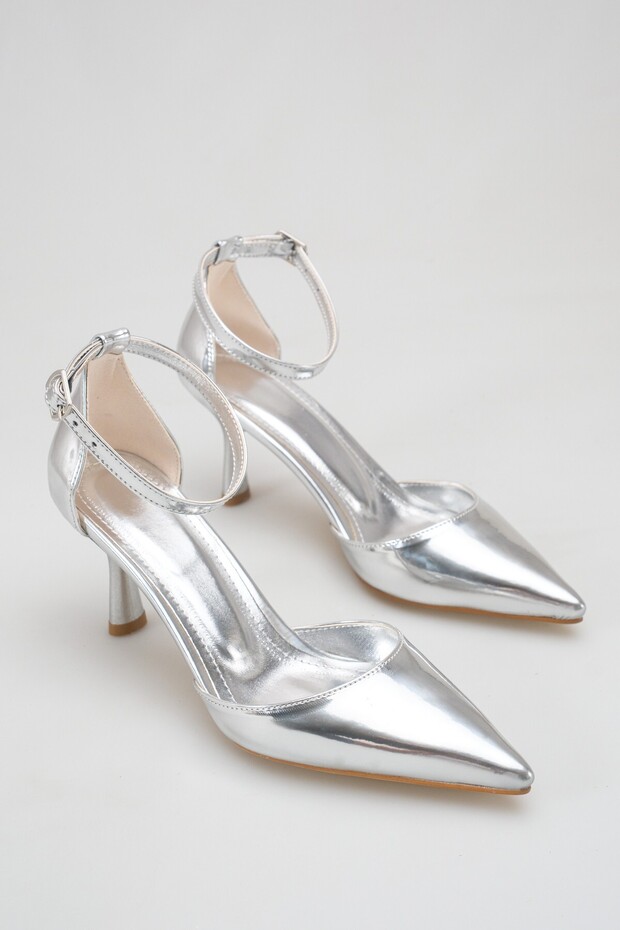 Women's Mirror Silver Pointed Toe Heeled Shoes