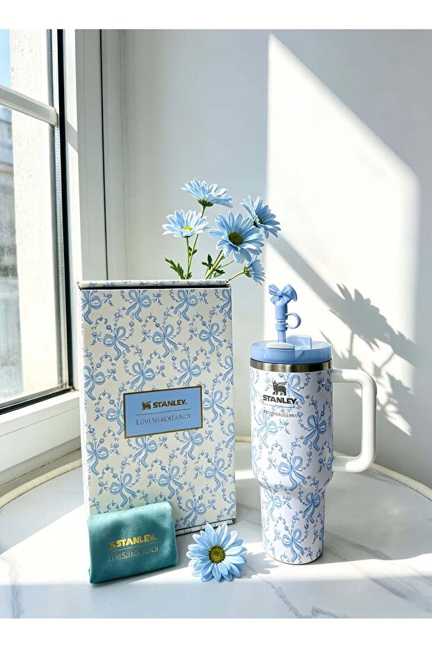 Stanley Stanley Small Bow Blue Insulated Cup Gift Set, High Appearance Large Capacity 40oz