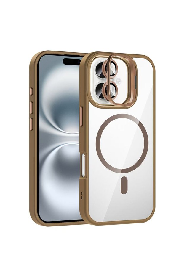iPhone 16 Plus Case with Camera Stand Magsafe Supported Transparent Back Silicone Vrdr