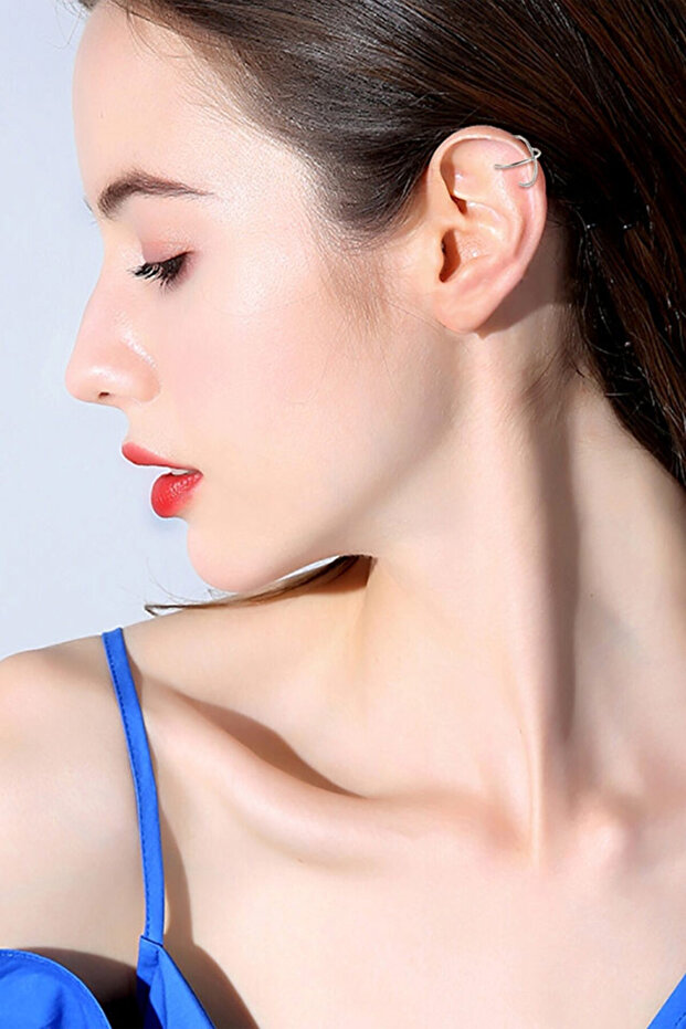 Ear cuff earring, double model with intersecting rings