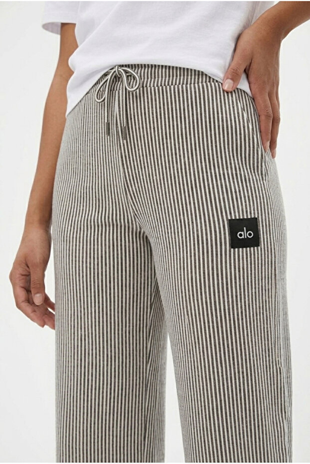 Waterway Patterned Black and White Striped Trousers