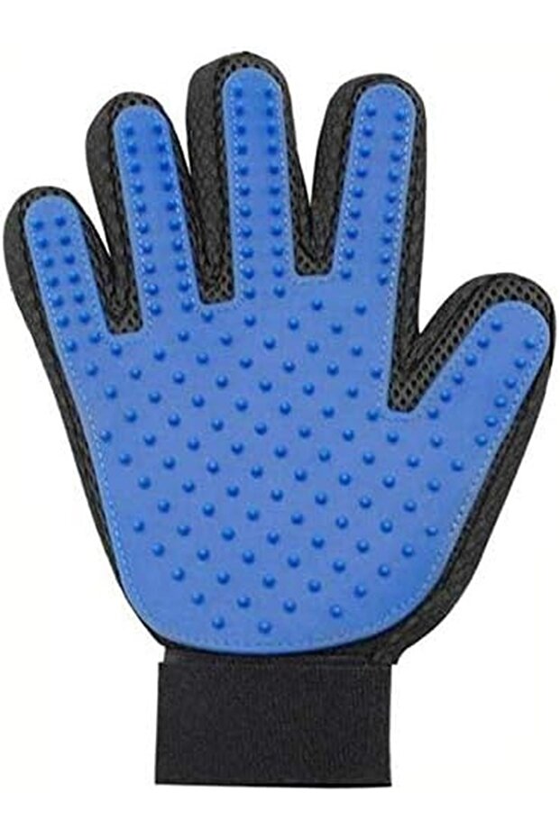 Pet Grooming Glove Gentle Deshedding Brush Gloves Massage Tool for Dog Cat (blue)