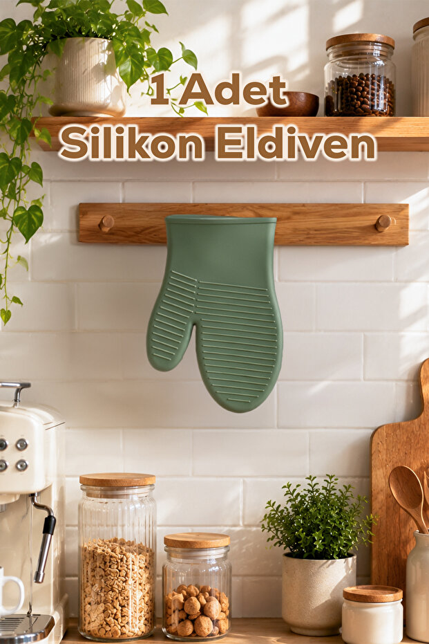 33003 Silicone Oven Glove Heat Insulated Microwave Oven Cookware Tray Holder Green