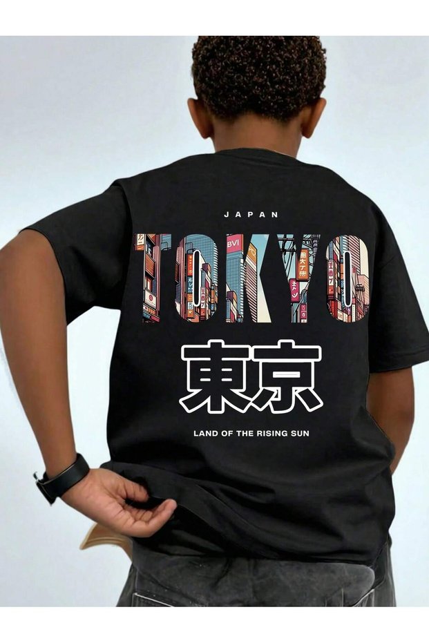 Japan Tokyo Printed Crew Neck 100% Cotton Short Sleeve Kids and Youth T-Shirt