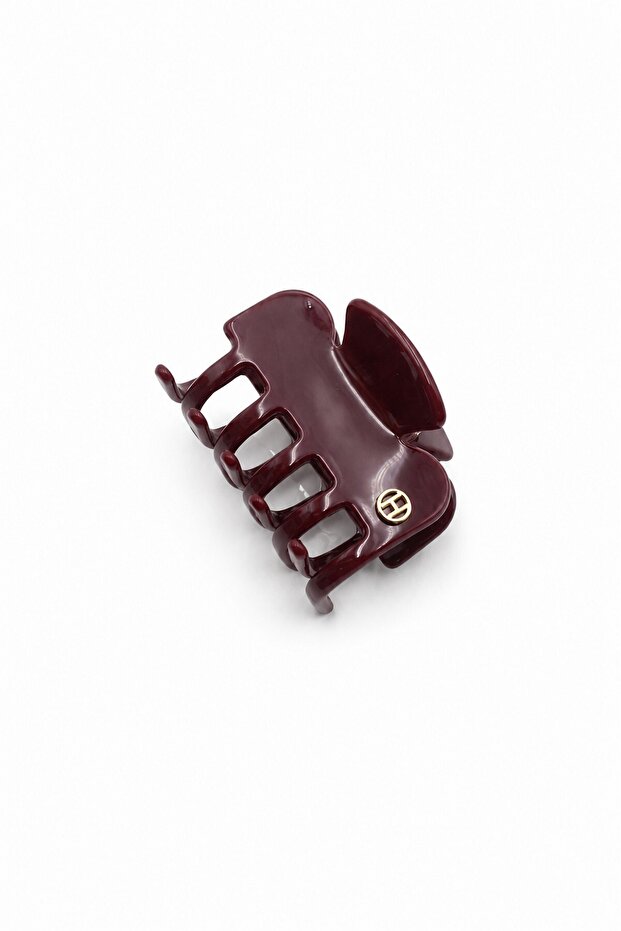 Metal Emblem Cut-Out Detailed Bone Clasp Buckle - Burgundy
