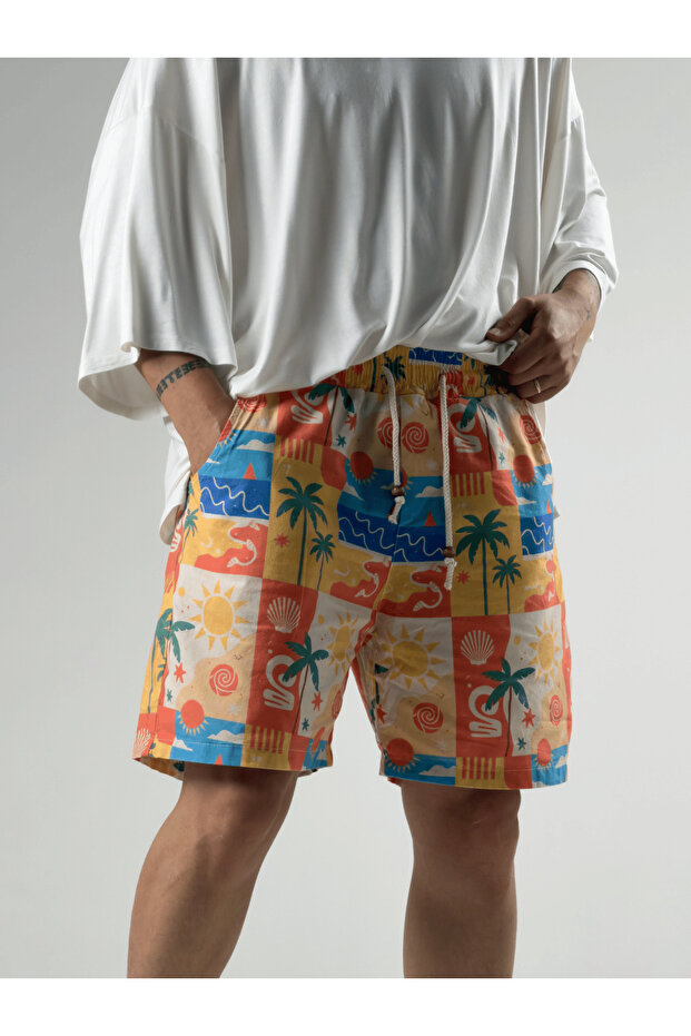 شورت رجالي من Summer Vibes بتصميم Patchwork Gabardin COC3284