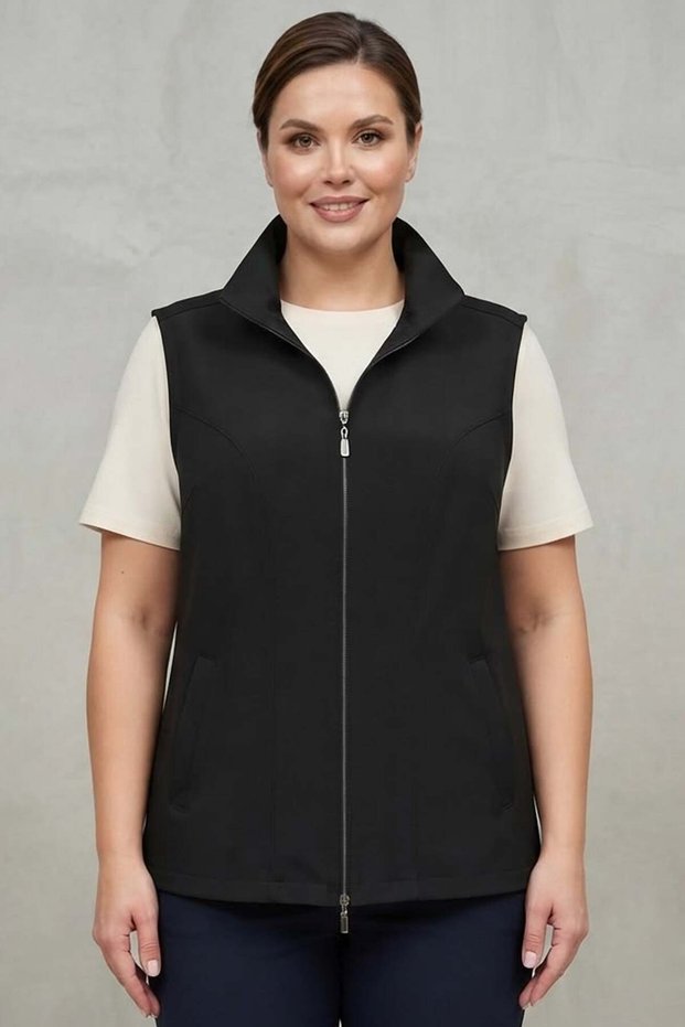 Trend42Plus Large Size Black Vest with Zipper and Pocket Detail