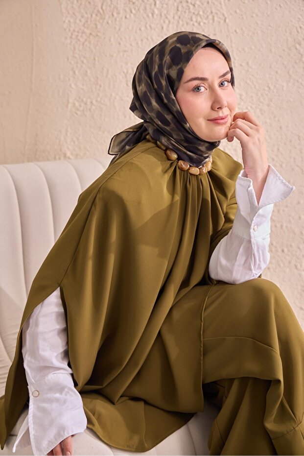 Twill Silk Scarf Noiré Army Green 90X90