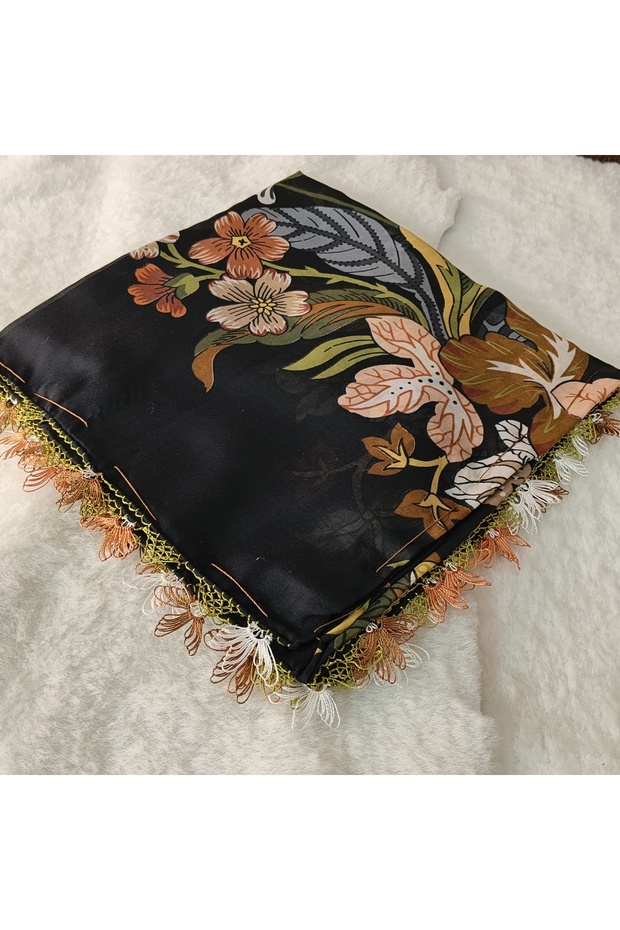 Handmade Needlework Writing, Scarf, Yemeni, Mevlit Cover, Head Cover, 4 Sides Embroidered, 100% Cotton, 100*100cm