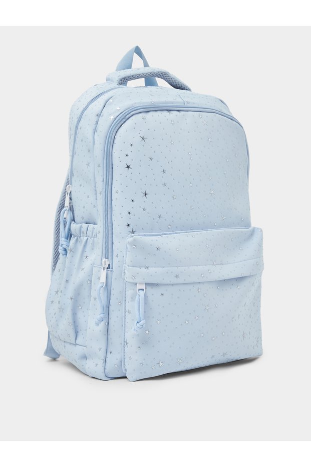 Teen Girls Light Blue Graphic Star Print Backpack