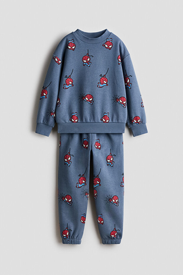 2 Parçalı Baskılı Sweatshirt Set