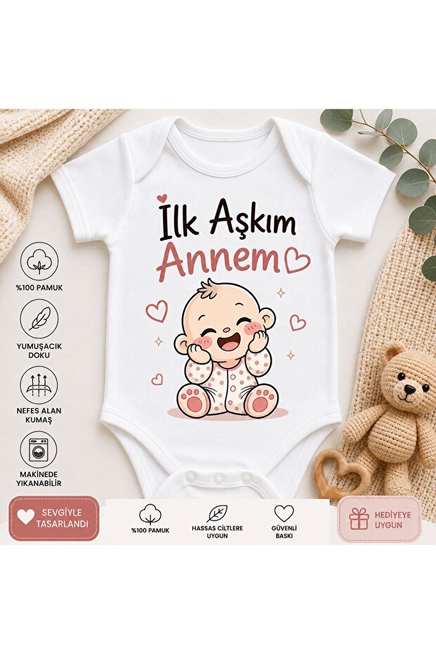 100% Cotton My First Love Mommy Baby Bodysuit Envelope Collar Short Sleeve
